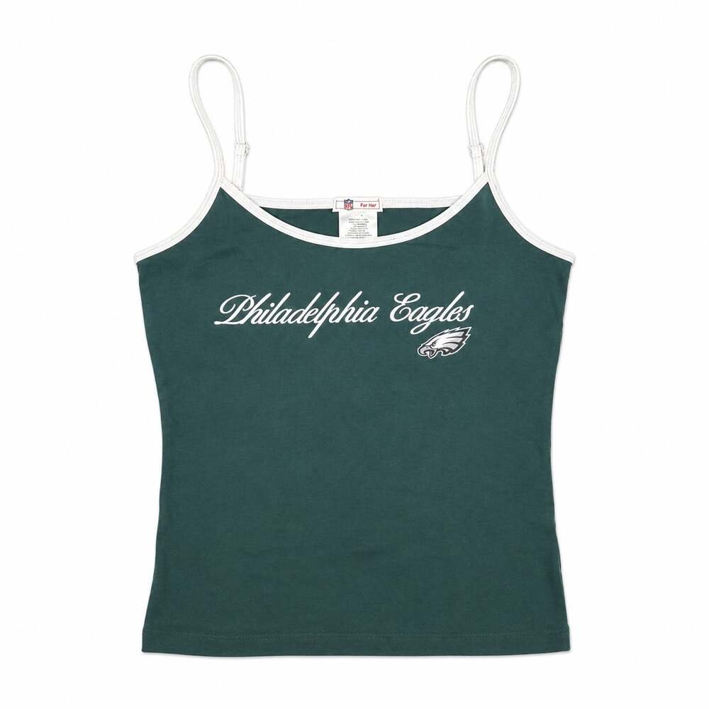 Vintage Y2K 2000s NFL For Her Philadelphia Eagles Spaghetti Strap Tank Top Green